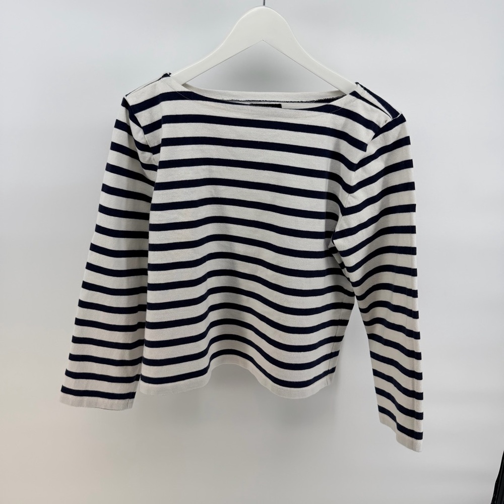 J. Crew Mariner Stripe Top in Ivory and Navy Blue - Picture 2 of 5